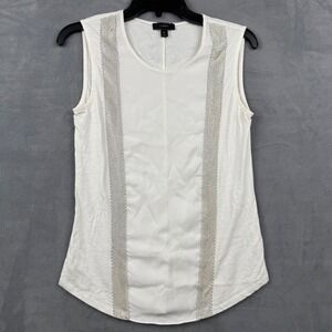 J. Crew White Sleeveless Tank Top Embellished Silver Rhinestone Sparkle‎ XS
